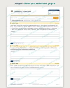 Ziemie poza Królestwem — kartkówka z historii, klasa 7, grupy A–E — podgląd, grupa B
