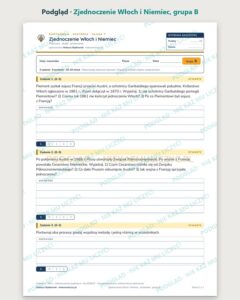 Zjednoczenie Włoch i Niemiec — kartkówka, klasa 7, grupy A–E — podgląd, grupa B