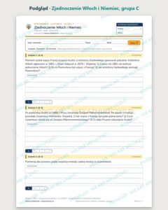 Zjednoczenie Włoch i Niemiec — kartkówka, klasa 7, grupy A–E — podgląd, grupa C