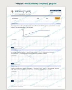 Ruch zmienny i wykresy — sprawdzian z fizyki, klasa 7, grupy A–E — podgląd, grupa B