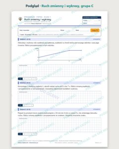Ruch zmienny i wykresy — sprawdzian z fizyki, klasa 7, grupy A–E — podgląd, grupa C