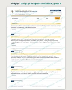 Europa po kongresie wiedeńskim — sprawdzian, klasa 7, grupy A–E — podgląd, grupa B