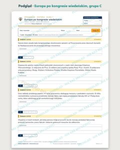 Europa po kongresie wiedeńskim — sprawdzian, klasa 7, grupy A–E — podgląd, grupa C