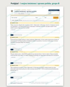 I wojna światowa i sprawa polska — sprawdzian, klasa 7, grupy A–E — podgląd, grupa B