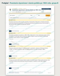 Powstanie styczniowe i ziemie polskie po 1864 roku — sprawdzian, kl. 7 — podgląd, grupa B