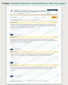 Powstanie styczniowe i ziemie polskie po 1864 roku — sprawdzian, kl. 7 — podgląd, grupa C