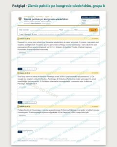Ziemie polskie po kongresie wiedeńskim — sprawdzian, klasa 7 — podgląd, grupa B