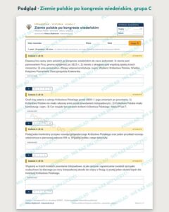 Ziemie polskie po kongresie wiedeńskim — sprawdzian, klasa 7 — podgląd, grupa C
