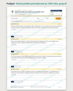Ziemie polskie pod zaborami po 1864 roku — sprawdzian, klasa 7 — podgląd, grupa B
