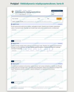 Oddziaływania międzycząsteczkowe — 5 kart pracy, klasa 7, z kluczem — podgląd, karta B