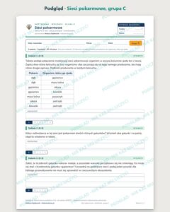 Sieci pokarmowe — kartkówka z biologii, klasa 8, grupy A–E — podgląd, grupa C