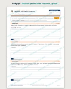Stężenie procentowe roztworu — kartkówka z chemii, klasa 7, grupy A–E — podgląd, grupa C