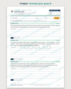 Ewolucja życia — sprawdzian z biologii, klasa 8, grupy A–E — podgląd, grupa B