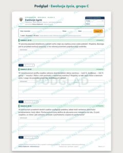 Ewolucja życia — sprawdzian z biologii, klasa 8, grupy A–E — podgląd, grupa C