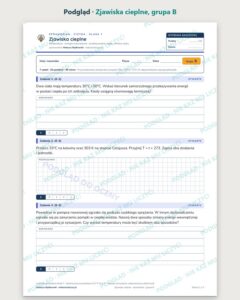 Zjawiska cieplne — sprawdzian z fizyki, klasa 7, grupy A–E — podgląd, grupa B