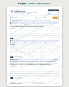 Zjawiska cieplne — sprawdzian z fizyki, klasa 7, grupy A–E — podgląd, grupa C
