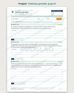 Podstawy genetyki — sprawdzian z biologii, klasa 8, grupy A–E — podgląd, grupa B