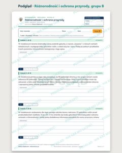 Różnorodność i ochrona przyrody — sprawdzian, klasa 8, grupy A–E — podgląd, grupa B