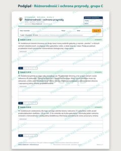 Różnorodność i ochrona przyrody — sprawdzian, klasa 8, grupy A–E — podgląd, grupa C