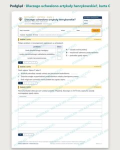 Dlaczego uchwalono artykuły henrykowskie? — 5 kart pracy, klasa 6 — podgląd, karta C