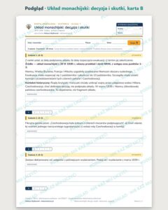 Układ monachijski: decyzja i skutki — 5 kart pracy, klasa 7, z kluczem — podgląd, karta B