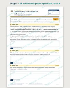 Jak nazistowskie prawo ograniczało — 5 kart pracy, klasa 7, z kluczem — podgląd, karta B