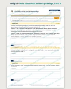Dwie zapowiedzi państwa polskiego — 5 kart pracy, klasa 7, z kluczem — podgląd, karta B