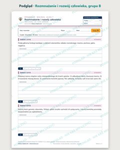 Rozmnażanie i rozwój człowieka — sprawdzian, klasa 7, grupy A–E — podgląd, grupa B