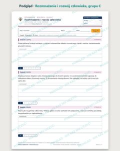 Rozmnażanie i rozwój człowieka — sprawdzian, klasa 7, grupy A–E — podgląd, grupa C