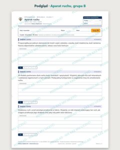 Aparat ruchu — sprawdzian z biologii, klasa 7, grupy A–E — podgląd, grupa B