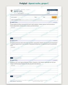 Aparat ruchu — sprawdzian z biologii, klasa 7, grupy A–E — podgląd, grupa C