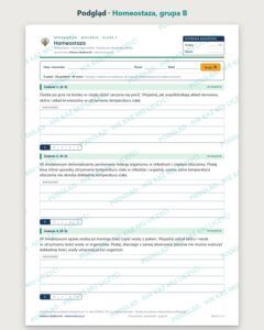 Homeostaza — sprawdzian z biologii, klasa 7, grupy A–E — podgląd, grupa B