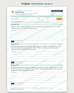 Homeostaza — sprawdzian z biologii, klasa 7, grupy A–E — podgląd, grupa C