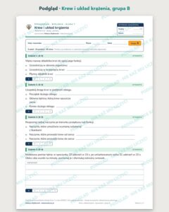 Krew i układ krążenia — sprawdzian z biologii, klasa 7, grupy A–E — podgląd, grupa B