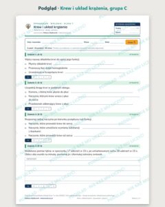 Krew i układ krążenia — sprawdzian z biologii, klasa 7, grupy A–E — podgląd, grupa C