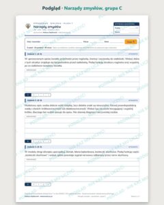Narządy zmysłów — sprawdzian z biologii, klasa 7, grupy A–E — podgląd, grupa C