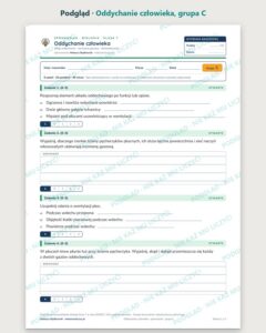 Oddychanie człowieka — sprawdzian z biologii, klasa 7, grupy A–E — podgląd, grupa C