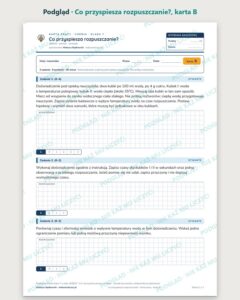 Co przyspiesza rozpuszczanie? — 5 kart pracy, klasa 7, z kluczem — podgląd, karta B