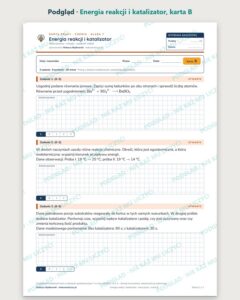Energia reakcji i katalizator — 5 kart pracy, klasa 7, z kluczem — podgląd, karta B