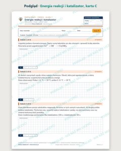 Energia reakcji i katalizator — 5 kart pracy, klasa 7, z kluczem — podgląd, karta C
