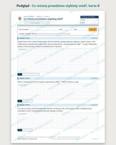 Co mówią prawdziwe etykiety wód? — 5 kart pracy, klasa 7, z kluczem — podgląd, karta B