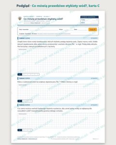 Co mówią prawdziwe etykiety wód? — 5 kart pracy, klasa 7, z kluczem — podgląd, karta C
