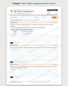 Sole i tablica rozpuszczalności — 5 kart pracy, klasa 8, z kluczem — podgląd, karta C