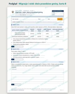 Migracje i wiek: dwie prawdziwe gminy — 5 kart pracy, klasa 7 — podgląd, karta B