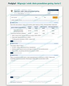Migracje i wiek: dwie prawdziwe gminy — 5 kart pracy, klasa 7 — podgląd, karta C