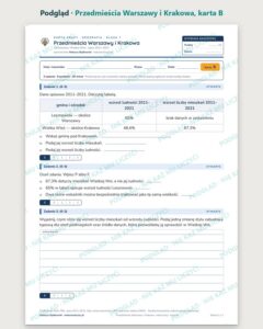 Przedmieścia Warszawy i Krakowa — 5 kart pracy, klasa 7, z kluczem — podgląd, karta B
