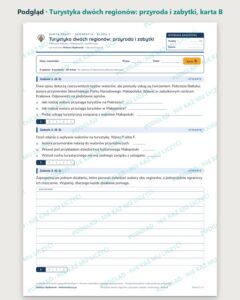 Turystyka dwóch regionów: przyroda i zabytki — 5 kart pracy, klasa 7 — podgląd, karta B