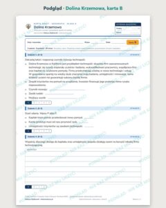 Dolina Krzemowa — 5 kart pracy z geografii, klasa 8, z kluczem — podgląd, karta B