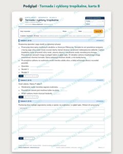 Tornada i cyklony tropikalne — 5 kart pracy, klasa 8, z kluczem — podgląd, karta B