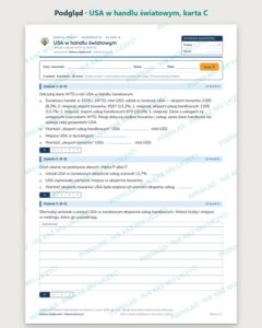 USA w handlu światowym — 5 kart pracy z geografii, klasa 8, z kluczem — podgląd, karta C